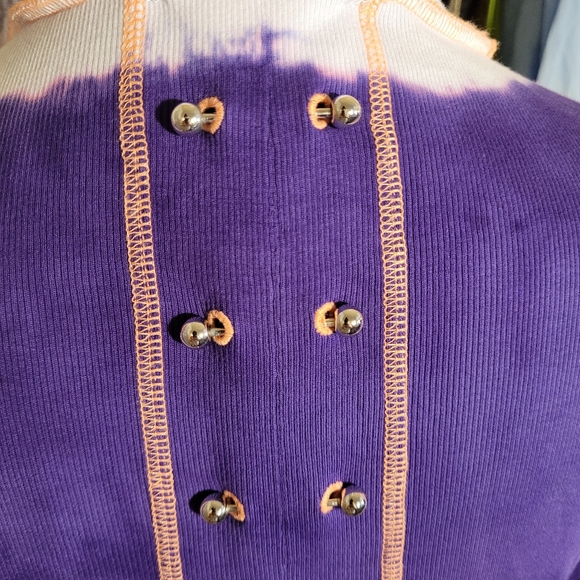 Diesel Early 2000s Y2K Purple Tie Dye Turtleneck w/ Back Piercing Detail Size L - Picture 7 of 15